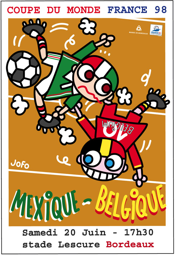 Édition d'affiches des 5 matchs joués à Bordeaux pour la Coupe du Monde De Football 1998.